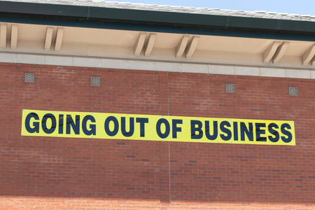 Going out of Business sign displayed at a soon to be Out of Business store.
