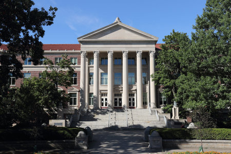 West Lafayette - Circa August 2020: Purdue University and Hovde Hall. In 1975, Purdue renamed the Executive Building the Frederick L. Hovde Hall of Administration.のeditorial素材