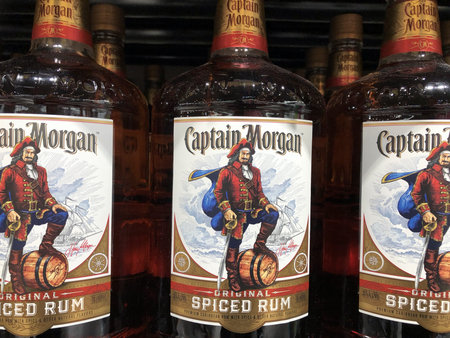 Indianapolis - Circa February 2021: Captain Morgan Rum display. Captain Morgan Rum is part of Diageo...