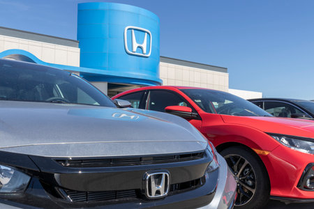 Indianapolis - Circa March 2021: Honda Motor Co. automobile and SUV dealership. Honda manufactures among the most reliable cars in the world.のeditorial素材