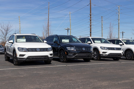 Indianapolis - Circa March 2021: Volkswagen Cars and SUV Dealership. VW is among the world's largest car manufacturers.のeditorial素材