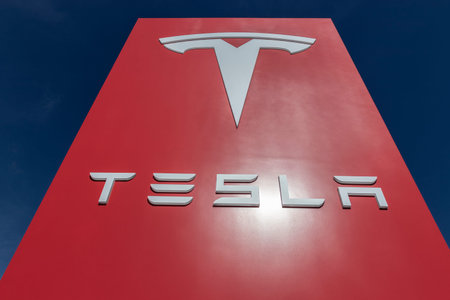 Indianapolis - Circa March 2021: Tesla electric vehicles . Tesla products include electric cars,...