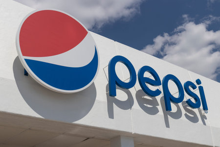 Indianapolis - Circa April 2021: Pepsi logo and signage. Pepsi and PepsiCo are among the largest...
