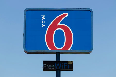 Indianapolis - Circa May 2021: Motel 6 property. Motel 6 is a budget hotel chain privately held by the Blackstone Groupのeditorial素材