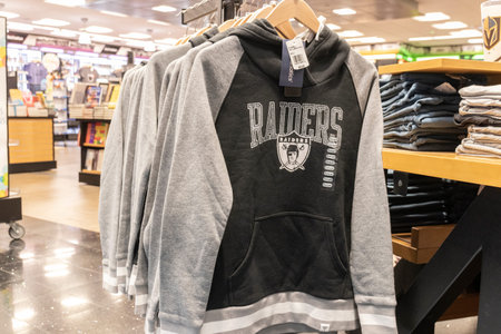 Las Vegas - Circa September 2021: Raiders gear at a gift shop. The Raiders began play in Las Vegas...