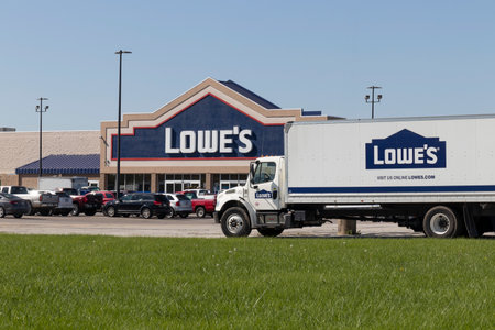 Marion - Circa October 2021: Lowe's Home Improvement Warehouse. Lowe's operates retail home improvement and appliance stores in North America.のeditorial素材