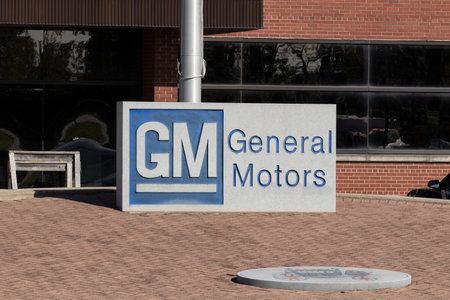 Marion - Circa October 2021: General Motors Logo and Signage at the Metal Fabricating Division. GM opened this plant in 1956.のeditorial素材