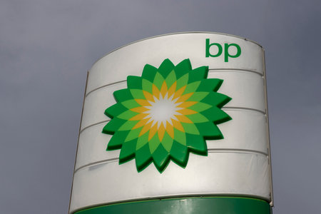 Marion - Circa November 2021: BP Retail Gas Station. BP and British Petroleum is a global British oil and gas company headquartered in London.のeditorial素材