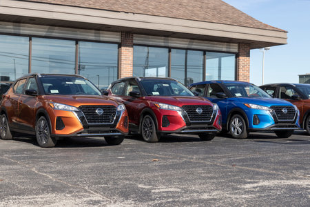 Lafayette - Circa December 2021: Nissan Kicks display. Nissan is part of the Renault Nissan Alliance.のeditorial素材