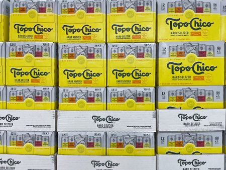 Indianapolis - Circa January 2022: Topo Chico Hard Seltzer display. Alcoholic seltzer sales, including Topo Chico Hard Seltzer, have skyrocketed and are the new trendy drinks.のeditorial素材