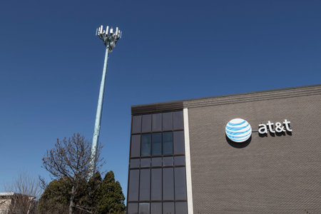 Warrenville - Circa March 2022: AT&T Labs location with cell tower. AT&T Labs is the research and...