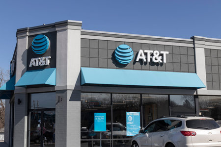 Crestwood - Circa March 2022: AT&T cell phone retail store. AT&T plans to expand its 5G C-band...