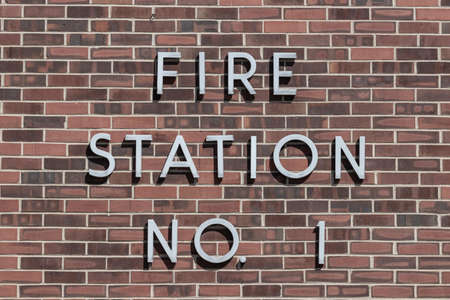 Fire Station NO. 1 sign. Fire Station Number One is the first station in the city or municipality that it is responsible for.の写真素材