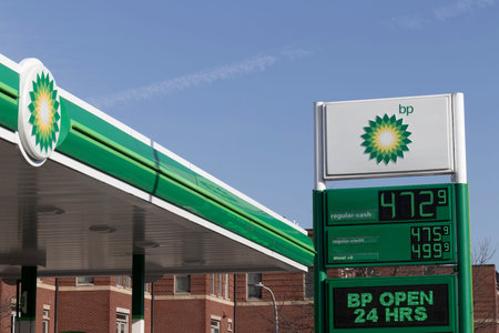Chicago - Circa April 2022: BP Retail Gas Station. BP and British Petroleum is a global British oil...