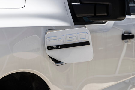 Plainfield - Circa July 2022: Ford F-150 Lightning display. Ford offers the F150 Lightning...