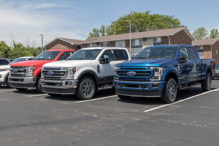 Kokomo - Circa July 2022: Ford F-250 display at a dealership. The Ford F250 is available in XL, XLT,...