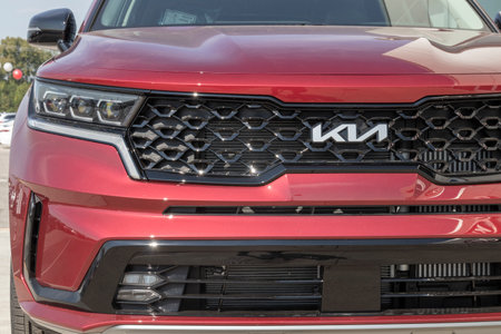 Fishers - Circa September 2022: Kia Sorento display at a dealership. Kia offers the Sorento in LX, S, EX and X-Line models.のeditorial素材