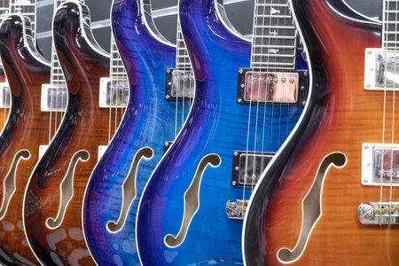 Muncie - Circa August 2022: Paul Reed Smith Guitar display. PRS Guitars manufactures a wide array of guitars, bass guitars and amplifiers.のeditorial素材
