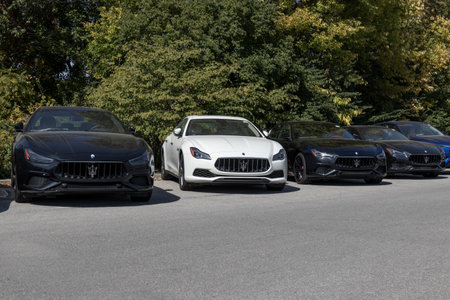 Indianapolis - Circa October 2022: Maserati dealership. A division of Stellantis, Maserati is a luxury car manufacturer based in Italy.のeditorial素材