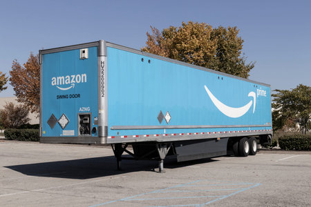 Whitestown - Circa October 2022: Amazon.com Fulfillment Center. Amazon is the Largest Internet-Based...
