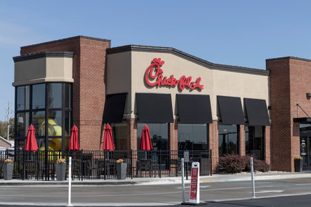 Avon - Circa October 2022: Chick-fil-A chicken restaurant. Despite ongoing controversy, Chick-fil-A is wildly popular.のeditorial素材