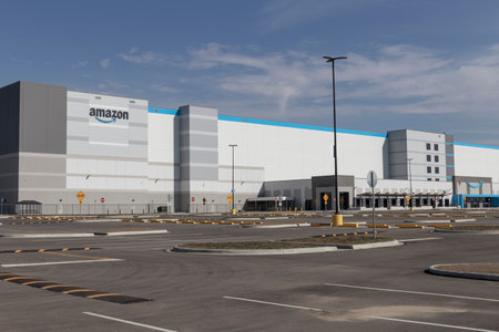 Vandalia - Circa October 2022: Amazon and Amazon.com fulfillment center. Amazon is the Largest internet retailer in the US and celebrates Prime Day.のeditorial素材