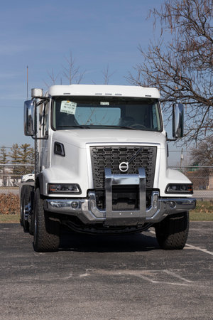 Indianapolis - Circa November 2022: Volvo Trucks VHD 300 Axle Back straight-truck display. Volvo Trucks is one of the largest truck manufacturers.のeditorial素材
