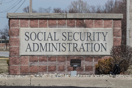 Anderson - Circa March 2023: Social Security Administration branch. The SSA administers retirement, disability, and survivors benefits.のeditorial素材