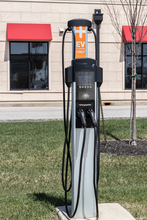 Lafayette - Circa April 2023: ChargePoint EV Charging Station. ChargePoint plug-in vehicle stations...