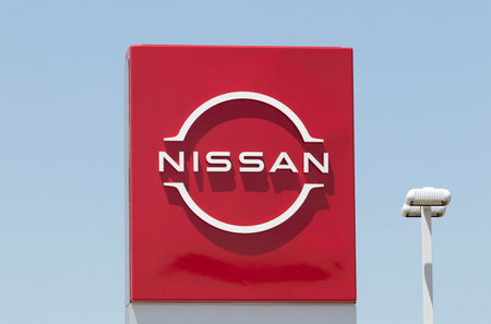 Champaign - Circa June 2023: Nissan Car, SUV and Pickup Truck dealership. Nissan manufactures the Sentra, Altima and Versa.のeditorial素材