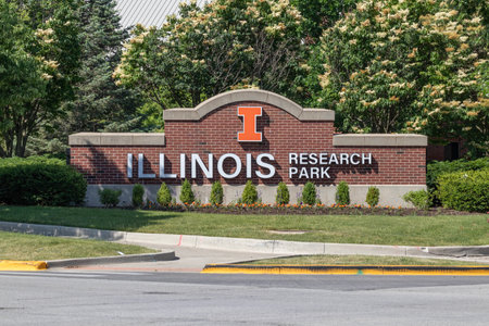 Champaign - Circa June 2023: Research Park at the University of Illinois Urbana-Champaign. Research Park is a hub for research and development operations.のeditorial素材