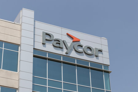Cincinnati - June 8, 2023: Paycor worldwide headquarters. Paycor HCM provides software as a service (SaaS) solutions.のeditorial素材