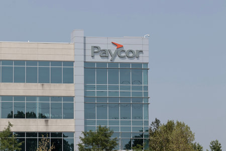 Cincinnati - June 8, 2023: Paycor worldwide headquarters. Paycor HCM provides software as a service...