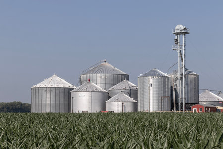 Mulberry - June 21, 2023: Brock Stiffened Grain Bins. Brock is a Division of CTB, a Berkshire Hathaway company.のeditorial素材