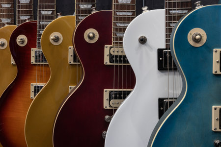 Indianapolis - July 4, 2023: Gibson Les Paul guitar display at a music store. Les Paul guitars are versatile for many music styles.のeditorial素材