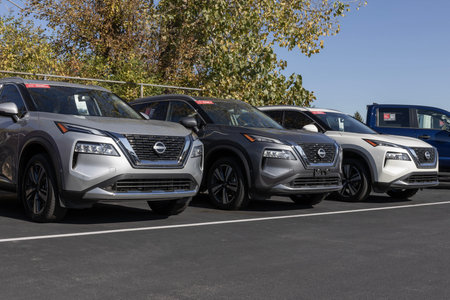 Indianapolis - November 19, 2023: Nissan Certified Pre-Owned and Used car dealer. With supply...