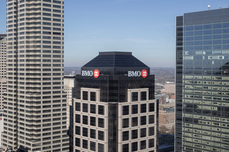 Indianapolis - December 13, 2023: BMO Harris Bank. BMO Harris is a subsidiary of the Bank of...