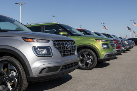 Greenwood - March 16, 2024: Hyundai Venue display at a dealership. Hyundai offers the Venue in SE,...