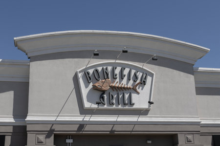 Greenwood - April 13, 2024: Bonefish Grill seafood restaurant. Bonefish Grill is owned and operated by Bloomin' Brands.のeditorial素材