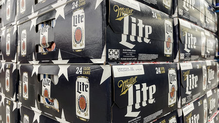 Indianapolis - July 4, 2024: Miller Lite Beer display. Miller beer is also known as the Champagne of...