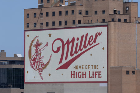 Milwaukee - August 14, 2024: Miller Brewing Complex where Miller Beer brands are brewed. Miller Beer is a subsidiary of Molson Coors.のeditorial素材