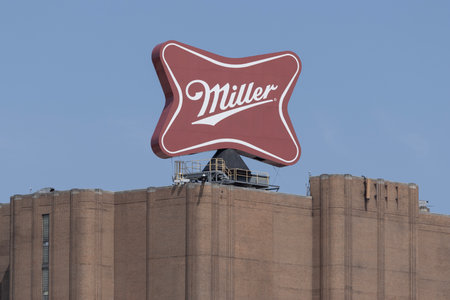 Milwaukee - August 14, 2024: Miller Brewing Complex where Miller Beer brands are brewed. Miller Beer is a subsidiary of Molson Coors.のeditorial素材