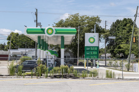 Lafayette - August 10, 2024: BP Retail Gas Station. BP and British Petroleum is a global British oil and gas company headquartered in London.のeditorial素材