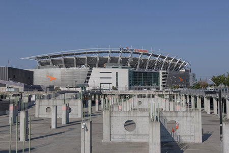 Cincinnati - August 30, 2024: Paycor Stadium, home of the Cincinnati Bengals. Paycor Stadium replaced Riverfront Stadium in 2000.のeditorial素材