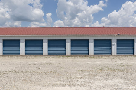Self storage and mini storage garage units. Personal warehouse lockers provide safe and secure storage options.の写真素材