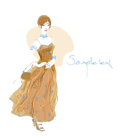 Beautful posing model, vector illustrationのイラスト素材