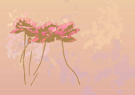 Poppy flower on textured backgroundのイラスト素材