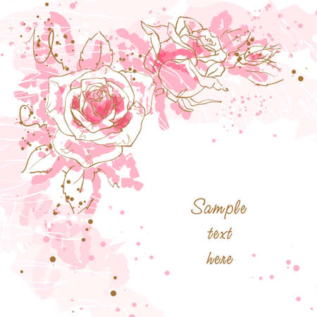 Abstract romantic background with three pink rosesのイラスト素材