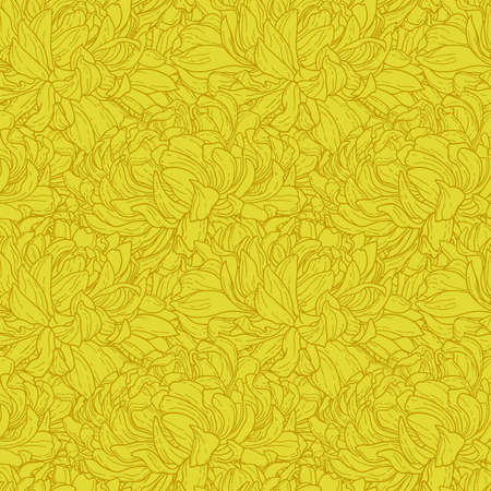 Seamless duotone pattern with hand-drawn chrysanthemum flowerのイラスト素材
