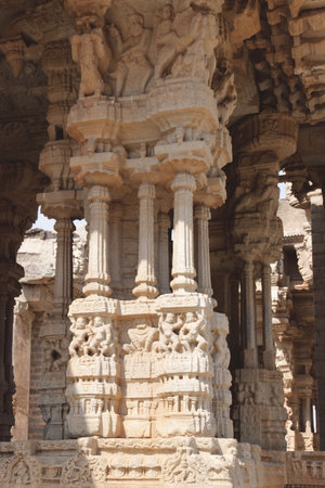 Famous  singing  column in the Vittal temple at Hampi, a village on the place of the great ancient city Vijayanagara  Karnataka, Indiaの写真素材
